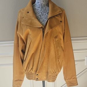 Men's Tan Bomber Jacket - Classic Varsity Style